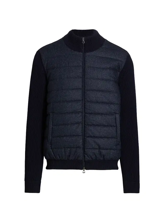 Men's COLLECTION Mixed Media Jacket - Navy