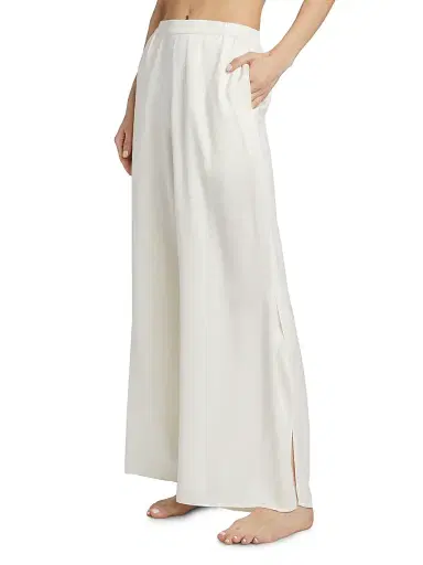 Lunya Women's Washable Silk High-Rise Pants 2-Piece Pajama Set - Tranquil White - Size XL | Thumbnail 4