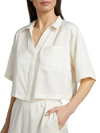 Lunya Women's Washable Silk High-Rise Pants 2-Piece Pajama Set - Tranquil White - Size XL | Thumbnail 6