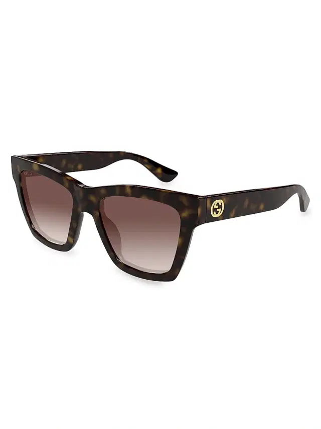 Women's Minimal 54MM Cat-Eye Sunglasses - Gradient Brown Havana