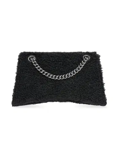 Balenciaga Women's Crush Chain Bag Fake Shearling - Black | Thumbnail 4
