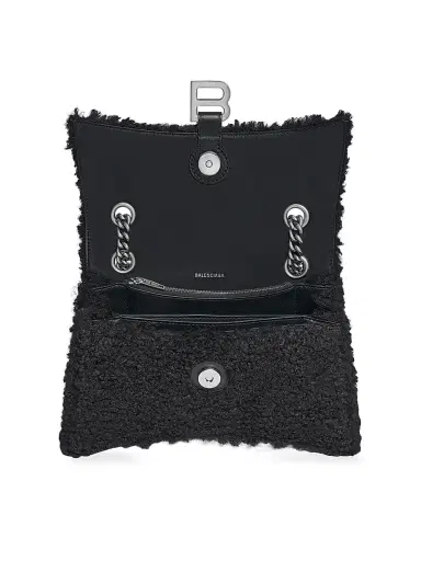 Balenciaga Women's Crush Chain Bag Fake Shearling - Black | Thumbnail 5