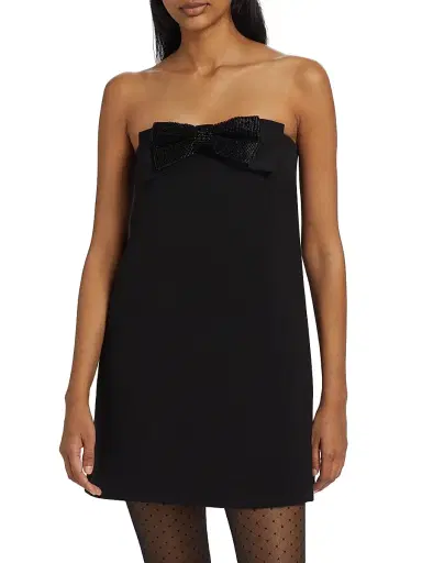 Self-Portrait Women's Diamanté Crepe Bandeau Minidress - Black | Thumbnail 3 Self-Portrait Women's Diamanté Crepe Bandeau Minidress - Black | Thumbnail 3