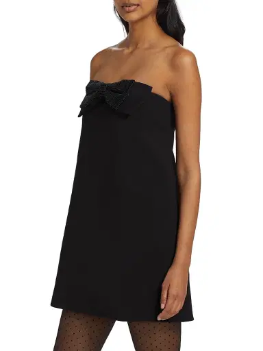 Self-Portrait Women's Diamanté Crepe Bandeau Minidress - Black | Thumbnail 4 Self-Portrait Women's Diamanté Crepe Bandeau Minidress - Black | Thumbnail 4
