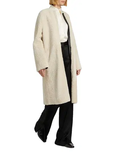 Toteme Women's Shearling Teddy Zip Coat - Cream | Thumbnail 2 Toteme Women's Shearling Teddy Zip Coat - Cream | Thumbnail 2
