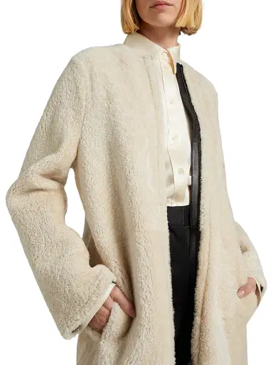 Toteme Women's Shearling Teddy Zip Coat - Cream | Thumbnail 6 Toteme Women's Shearling Teddy Zip Coat - Cream | Thumbnail 6