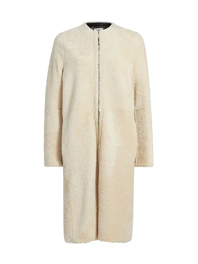Women's Shearling Teddy Zip Coat - Cream