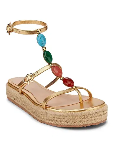 Gianvito Rossi Women's Nappa Silk+Corda Sandals - Mekong - Size 11 | Thumbnail 2