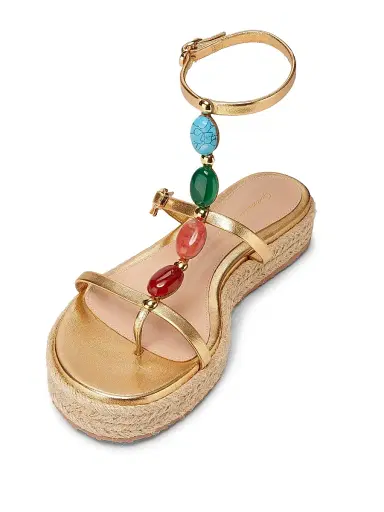 Gianvito Rossi Women's Nappa Silk+Corda Sandals - Mekong - Size 11 | Thumbnail 4