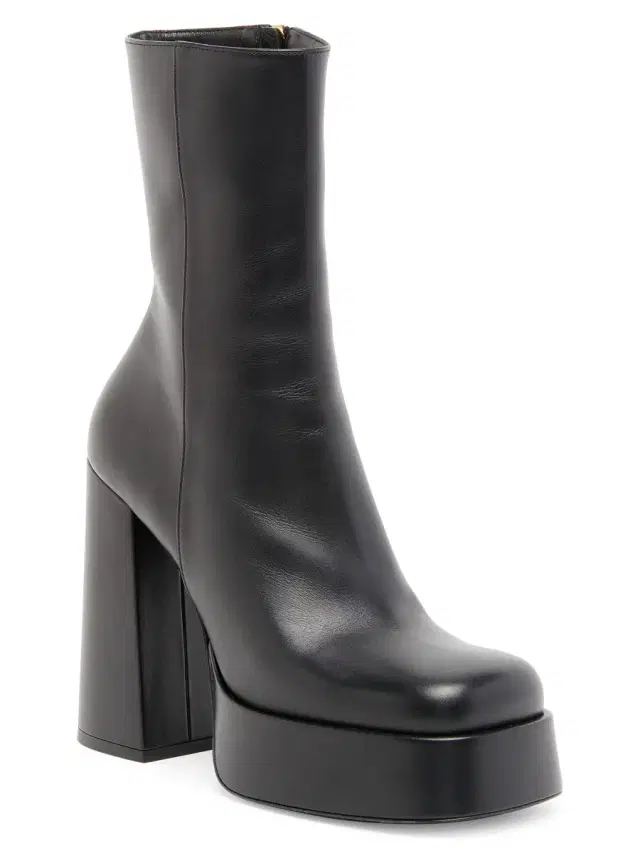 Women's 120MM Leather Platform Booties - Black
