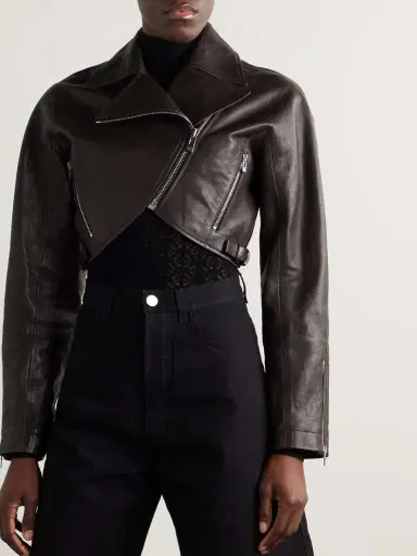 Alaïa Cropped Leather Biker Jacket - FR 36 | Thumbnail 3 Alaïa Cropped Leather Biker Jacket - FR 36 | Thumbnail 3