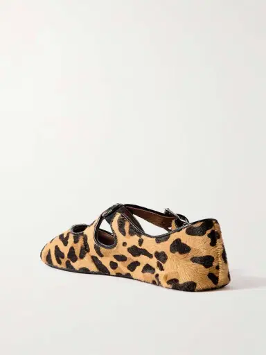 Alaïa Criss Cross Leather-trimmed Leopard-print Calf Hair Ballet Flats | Thumbnail 3