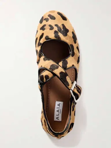 Alaïa Criss Cross Leather-trimmed Leopard-print Calf Hair Ballet Flats | Thumbnail 5