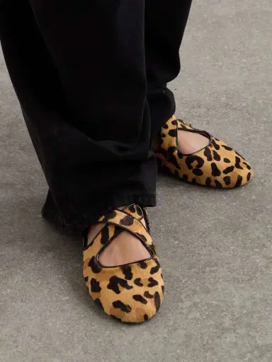 Alaïa Criss Cross Leather-trimmed Leopard-print Calf Hair Ballet Flats | Thumbnail 6