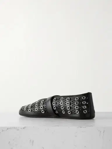Alaïa Vienne Perforated Eyelet-embellished Leather Ballet Flats | Thumbnail 3