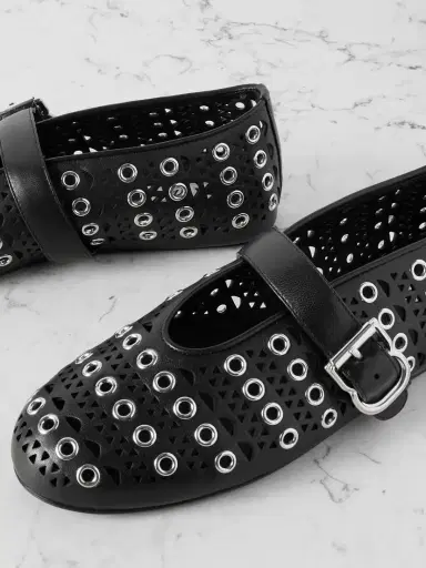 Alaïa Vienne Perforated Eyelet-embellished Leather Ballet Flats | Thumbnail 4