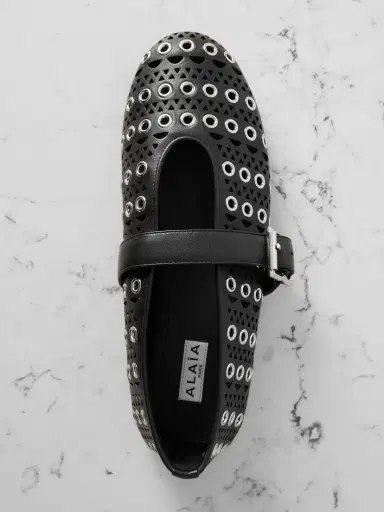 Alaïa Vienne Perforated Eyelet-embellished Leather Ballet Flats | Thumbnail 5