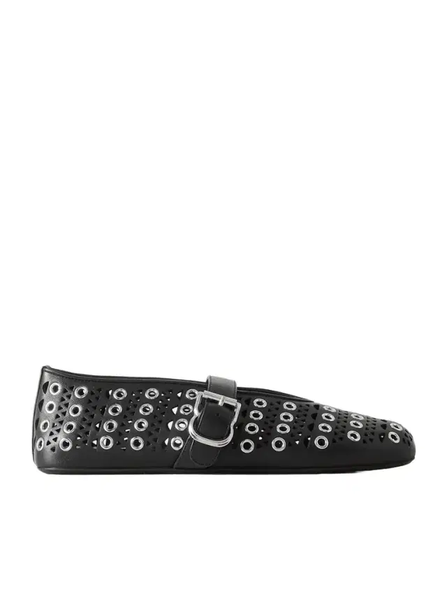 Vienne Perforated Eyelet-embellished Leather Ballet Flats