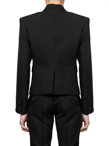 Egonlab Men's Wool Boxy Two-Button Blazer - Black Wool - Size 44 | Thumbnail 4