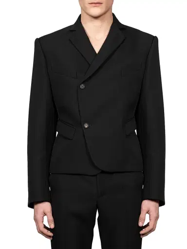 Egonlab Men's Wool Boxy Two-Button Blazer - Black Wool - Size 44 | Thumbnail 1