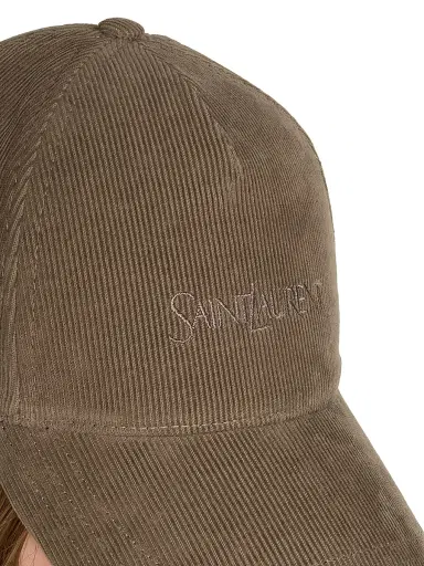 Saint Laurent Men's Cap in Corduroy - Kaki - Size XL | Thumbnail 4