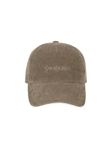 Saint Laurent Men's Cap in Corduroy - Kaki - Size XL | Thumbnail 1