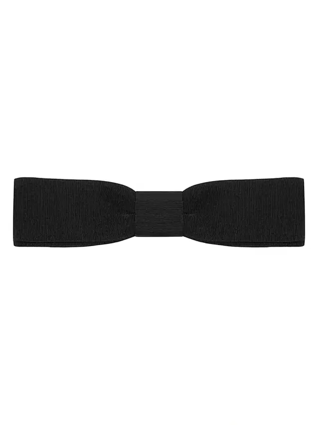 Men's Rectangular Bow Tie in Faille - Black