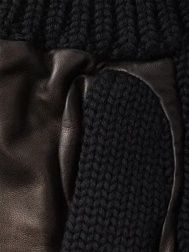 Prada Men's Wool and Nappa Leather Gloves - Black - Size 9 | Thumbnail 3