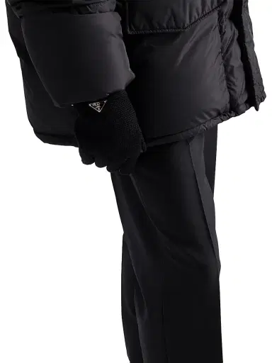 Prada Men's Wool and Nappa Leather Gloves - Black - Size 9 | Thumbnail 4