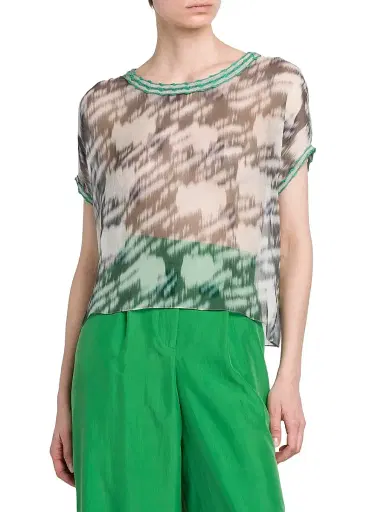 Giorgio Armani Women's Printed Sheer Chiffon Top | Thumbnail 3 Giorgio Armani Women's Printed Sheer Chiffon Top | Thumbnail 3