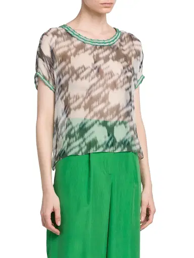 Giorgio Armani Women's Printed Sheer Chiffon Top | Thumbnail 4 Giorgio Armani Women's Printed Sheer Chiffon Top | Thumbnail 4