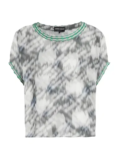 Giorgio Armani Women's Printed Sheer Chiffon Top | Thumbnail 1 Giorgio Armani Women's Printed Sheer Chiffon Top | Thumbnail 1