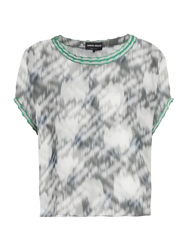 Women's Printed Sheer Chiffon Top - Black