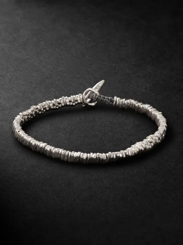 M. COHEN Meander Cord and Sterling Silver Beaded Bracelet - Men