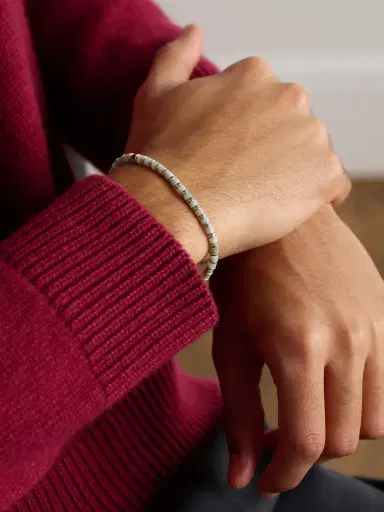 M. COHEN Sapet Sterling Silver Chrysoprase Beaded Bracelet - Men | Thumbnail 2