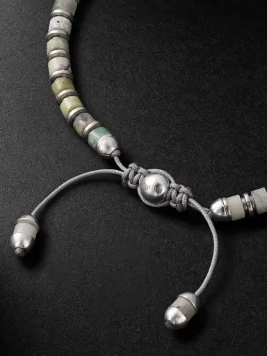 M. COHEN Sapet Sterling Silver Chrysoprase Beaded Bracelet - Men | Thumbnail 3