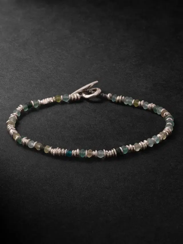 M. COHEN Pilla Sterling Silver Glass Beaded Bracelet - Men