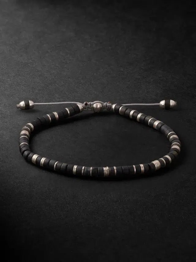 M. COHEN Tucson Sterling Silver Tiger's Eye Beaded Bracelet - Men