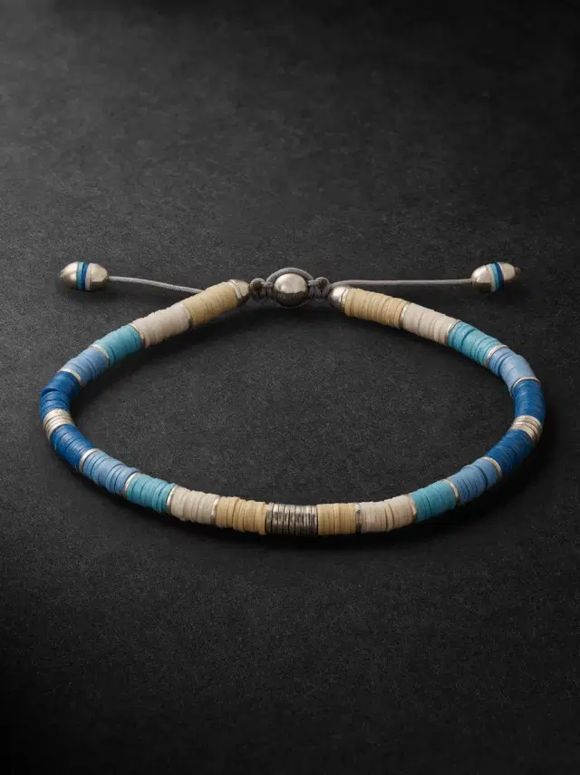 M. COHEN Rizon Sterling Silver, Vinyl and Cord Bracelet - Men