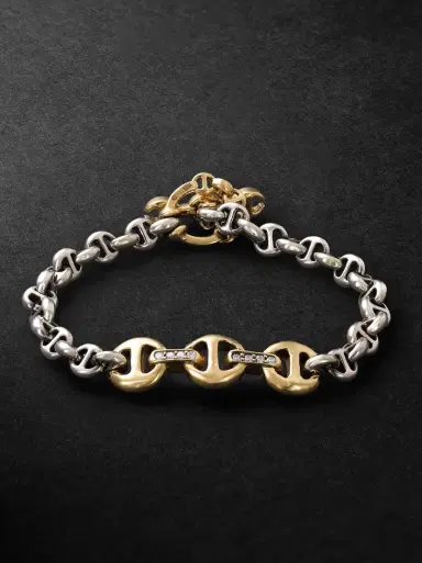 Hoorsenbuhs Sterling Silver and 18-Karat Gold Diamond Bracelet - Men | Thumbnail 1 Hoorsenbuhs Sterling Silver and 18-Karat Gold Diamond Bracelet - Men | Thumbnail 1