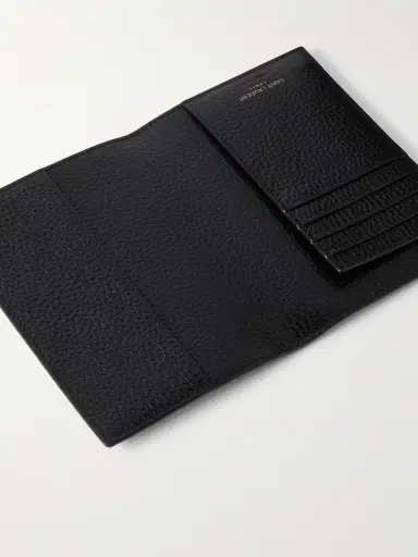 Saint Laurent Cassandre Logo-Embellished Full-Grain Leather Passport Holder - Men | Thumbnail 2