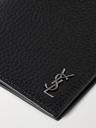 Saint Laurent Cassandre Logo-Embellished Full-Grain Leather Passport Holder - Men | Thumbnail 4