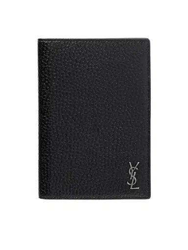 Saint Laurent Cassandre Logo-Embellished Full-Grain Leather Passport Holder - Men | Thumbnail 1