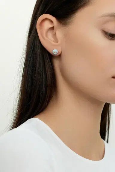 Melissa Kaye Medium Navy Audrey Stud Earrings | Thumbnail 2 Melissa Kaye Medium Navy Audrey Stud Earrings | Thumbnail 2