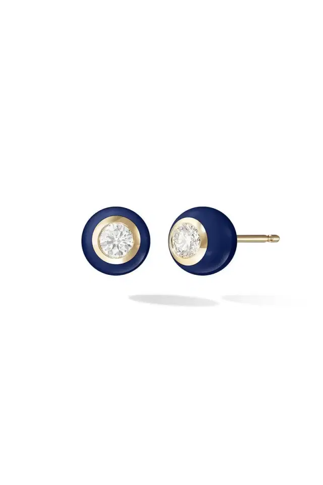 Melissa Kaye Medium Navy Audrey Stud Earrings