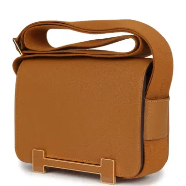 HERMÈS Hermes Geta Caramel Chevre Mysore Gold Hardware | Thumbnail 3