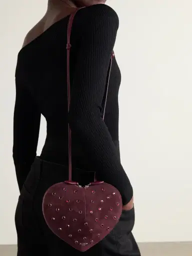 Alaïa Le Cœur Crystal-embellished Suede Shoulder Bag | Thumbnail 2 Alaïa Le Cœur Crystal-embellished Suede Shoulder Bag | Thumbnail 2