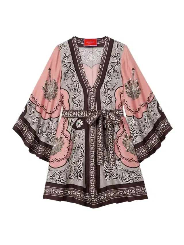 La DoubleJ Magnifico Belted Printed Silk-twill Mini Dress