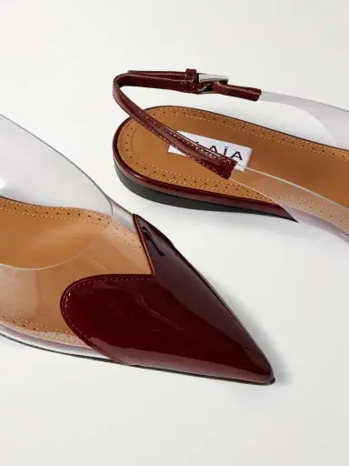 Alaïa Le Cœur Pu And Patent-leather Slingback Point-toe Flats | Thumbnail 4 Alaïa Le Cœur Pu And Patent-leather Slingback Point-toe Flats | Thumbnail 4