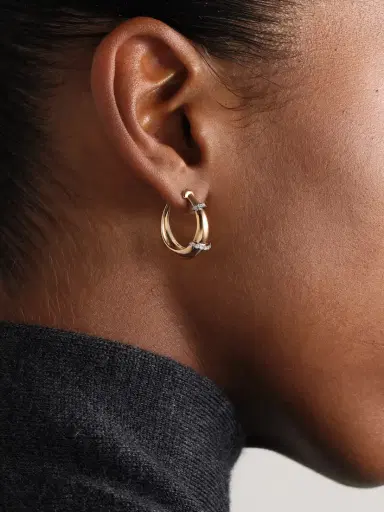 L’Atelier Nawbar Buoy 18-karat Yellow And Rhodium-plated White Gold Diamond Hoop Earrings | Thumbnail 2 L’Atelier Nawbar Buoy 18-karat Yellow And Rhodium-plated White Gold Diamond Hoop Earrings | Thumbnail 2